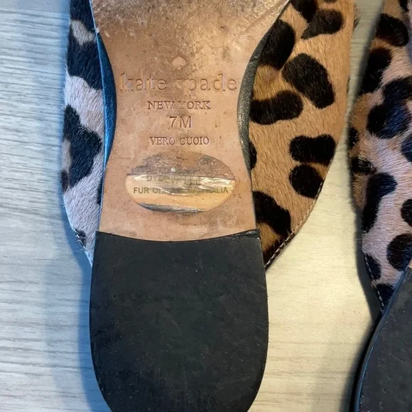 Kate Spade Cece Too Calf Hair Leopard Print Mules Brown Black - Size 7 Medium - Picture 9 of 16